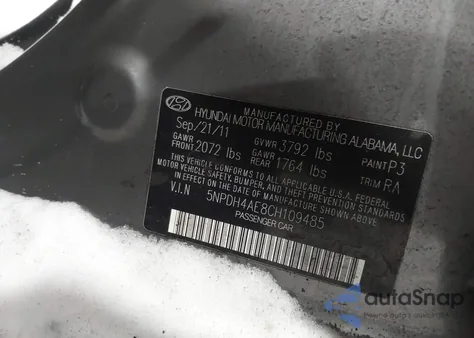 2012 Hyundai Elantra Limited z USA, uszkodzony, nr VIN 5NPDH4AE8CH109485